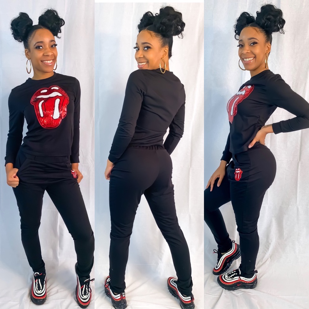 “Rolling Rebel” Black Sweater Set